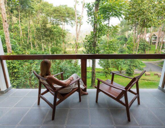 View from Deluxe villa in Amaana plantation resort Thekkady