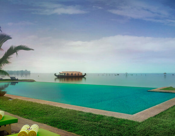 Infinity pool at Kumarakom luxury Lake Resort