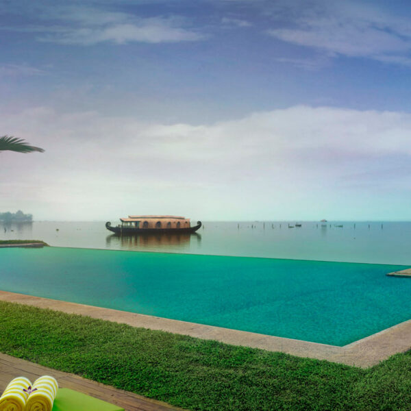 Infinity pool at Kumarakom luxury Lake Resort