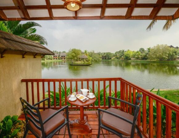 Balcony of Zuri cottage in The Zuri Kumarakom