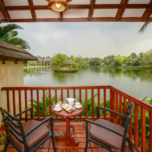 Balcony of Zuri cottage in The Zuri Kumarakom