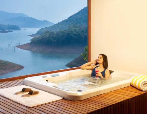 Jacuzzi villa in Mountain Shadows Resort for wayanad honeymoon package