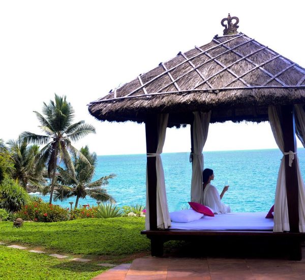 sea view gazebo in Niraamaya retreats surya Samudra - luxury honeymoon resort in kovalam